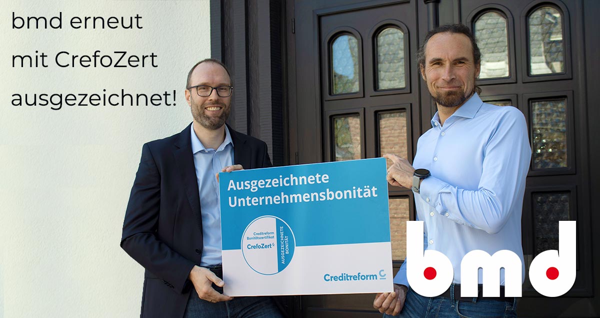bmd erneut mit CrefoZert ausgezeichnet!